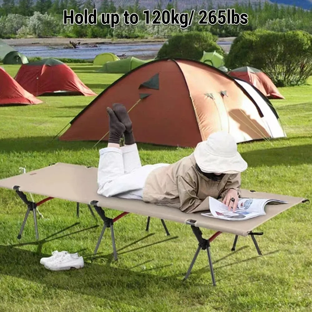 Outdoor self driving camping bed super lightweight foldable bed for lunch break, camping bed for hiking, single bed for home use