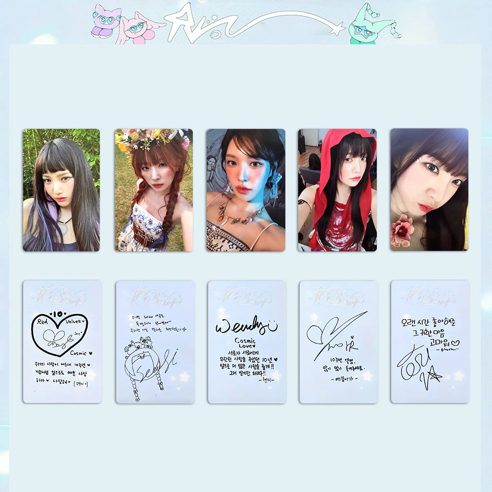 Kpop idoli Wendy Irene Album Cosmic photowcards 5 pz/set stile coreano LOMO Card Double Sides Bright Film Coated Card Fans Gift