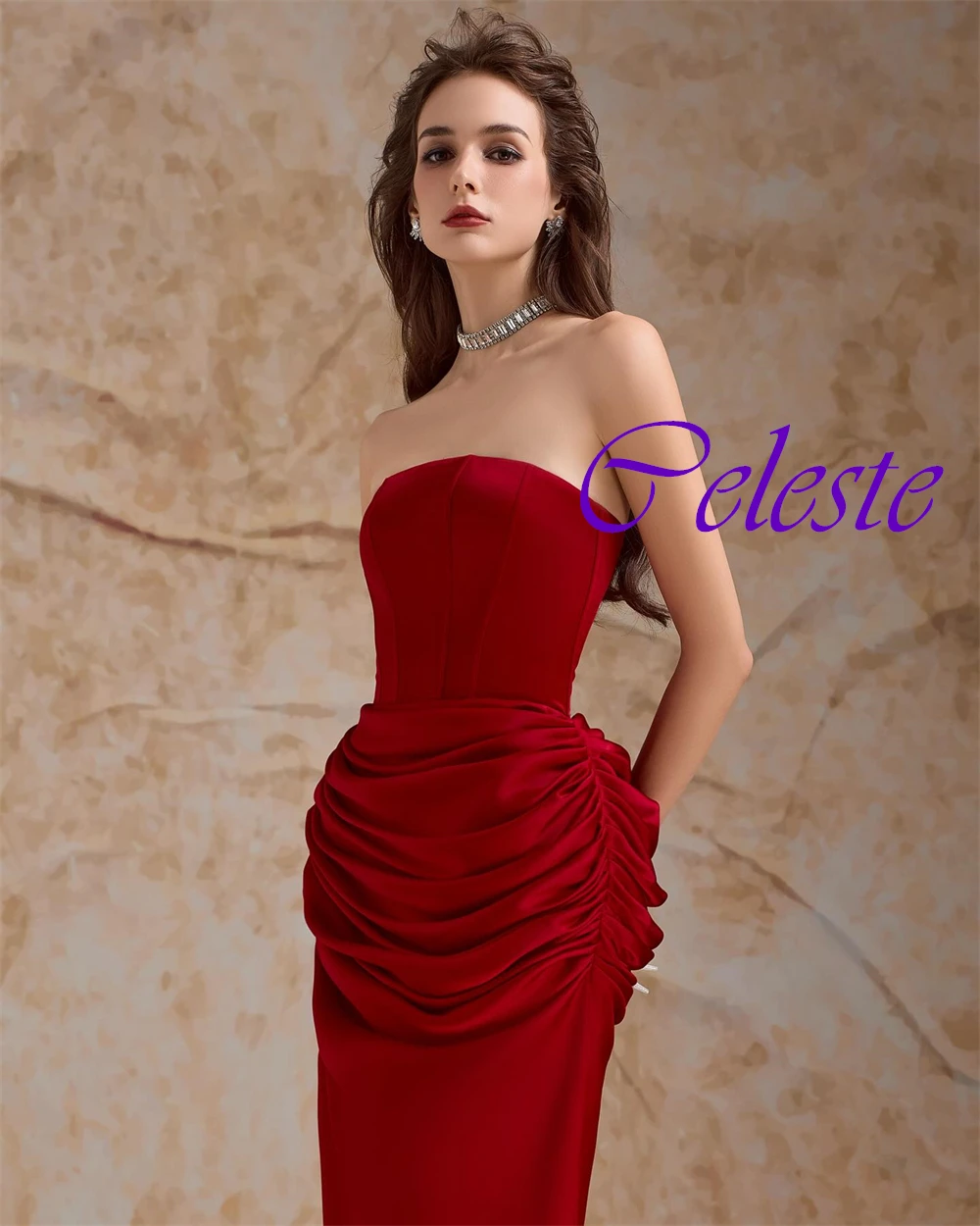 فستان سهرة فاخر من الساتان بدون حمالات مخصص، فساتين حفلة موسيقية كلاسيكية بدون أكمام، جودة عالية بطول الكاحل، فساتين مناسبة خاصة