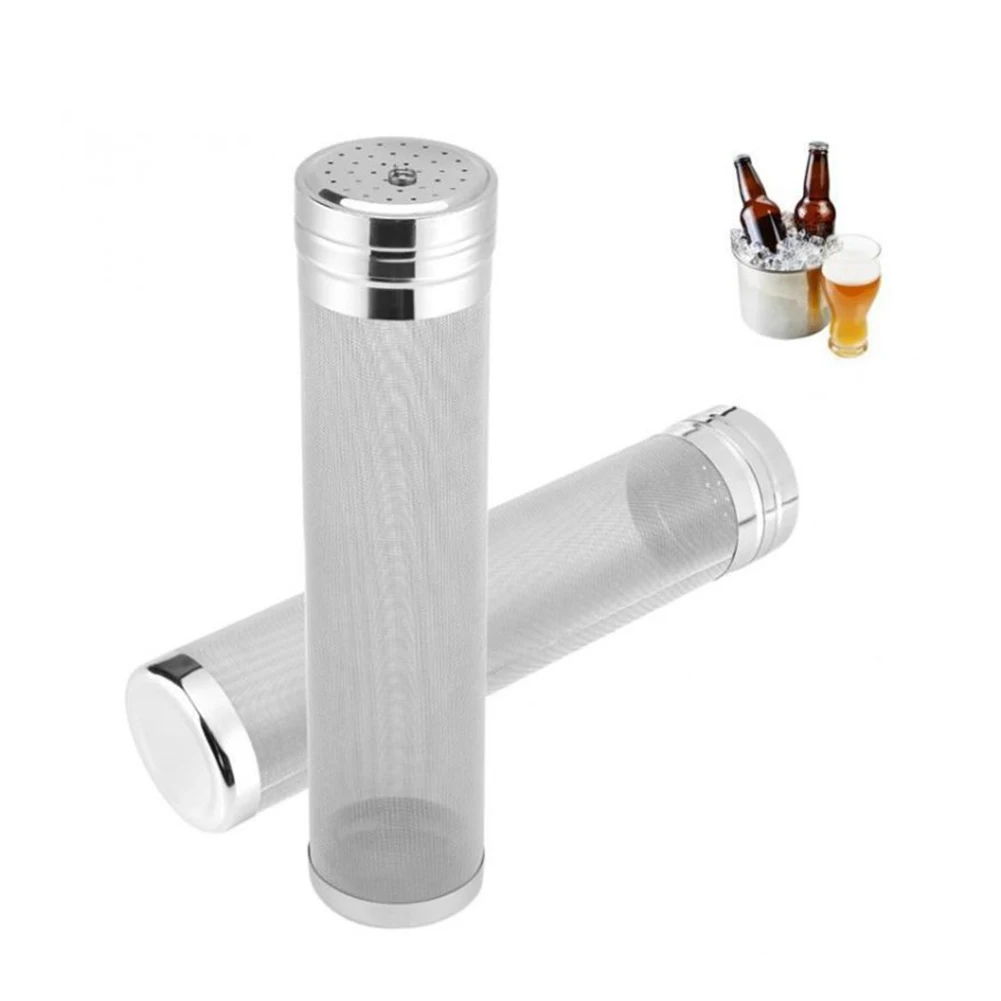 Cartucho de filtro, tolva de elaboración de cerveza, malla plateada de 300 micras, filtro de cerveza de acero inoxidable 304, colador de filtro de tolva