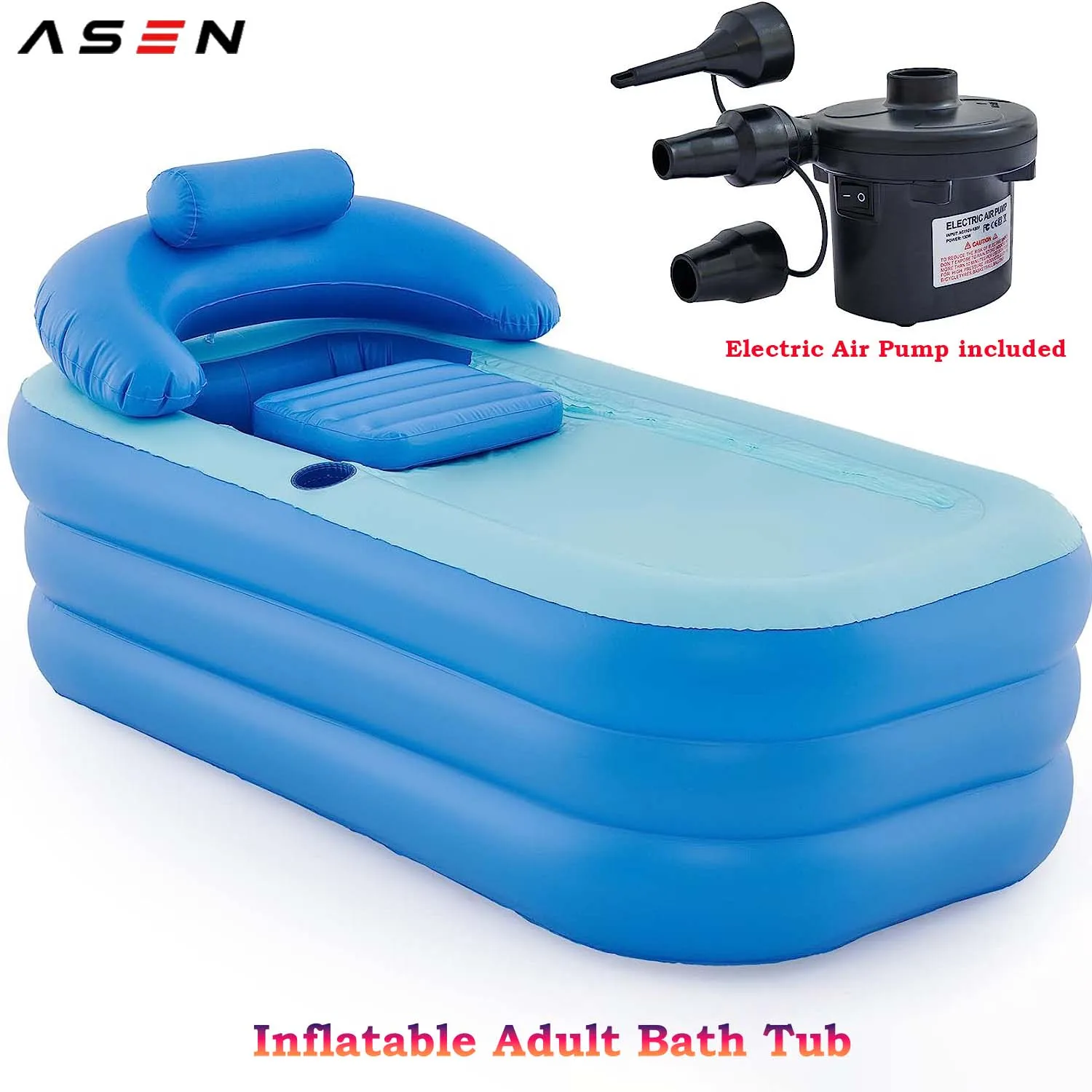 

Inflatable Adult Bath Tub, Free-Standing Blow Up Bathtub with Foldable Portable Feature for Adult Spa with Electric Air Pump PVC