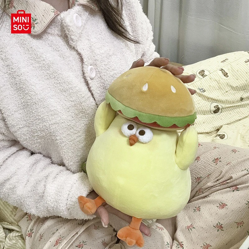 Hot Miniso Dundun Series Burger Chicken Plush Toy Cute Doll Sofa Decoration Kawaii Pillow Birthday Special Gift Furry Peripheral