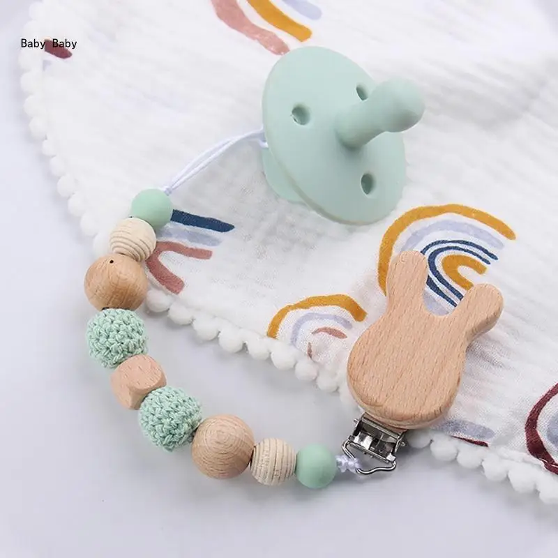 Baby Pacifier Clip Holder Strap Beaded Soother Toy Lanyard Belt Fall Prevention Q81A