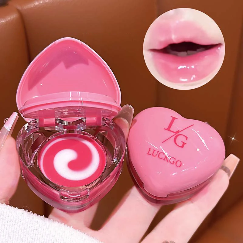 الحب شكل اثنين من لهجة قناع الشفاه الوردي ترطيب هلام الشفاه بلسم سطع مرآة الشفاه الصقيل الخريف/الشتاء الجمال ماكياج الشفاه الرعاية 7 جرام