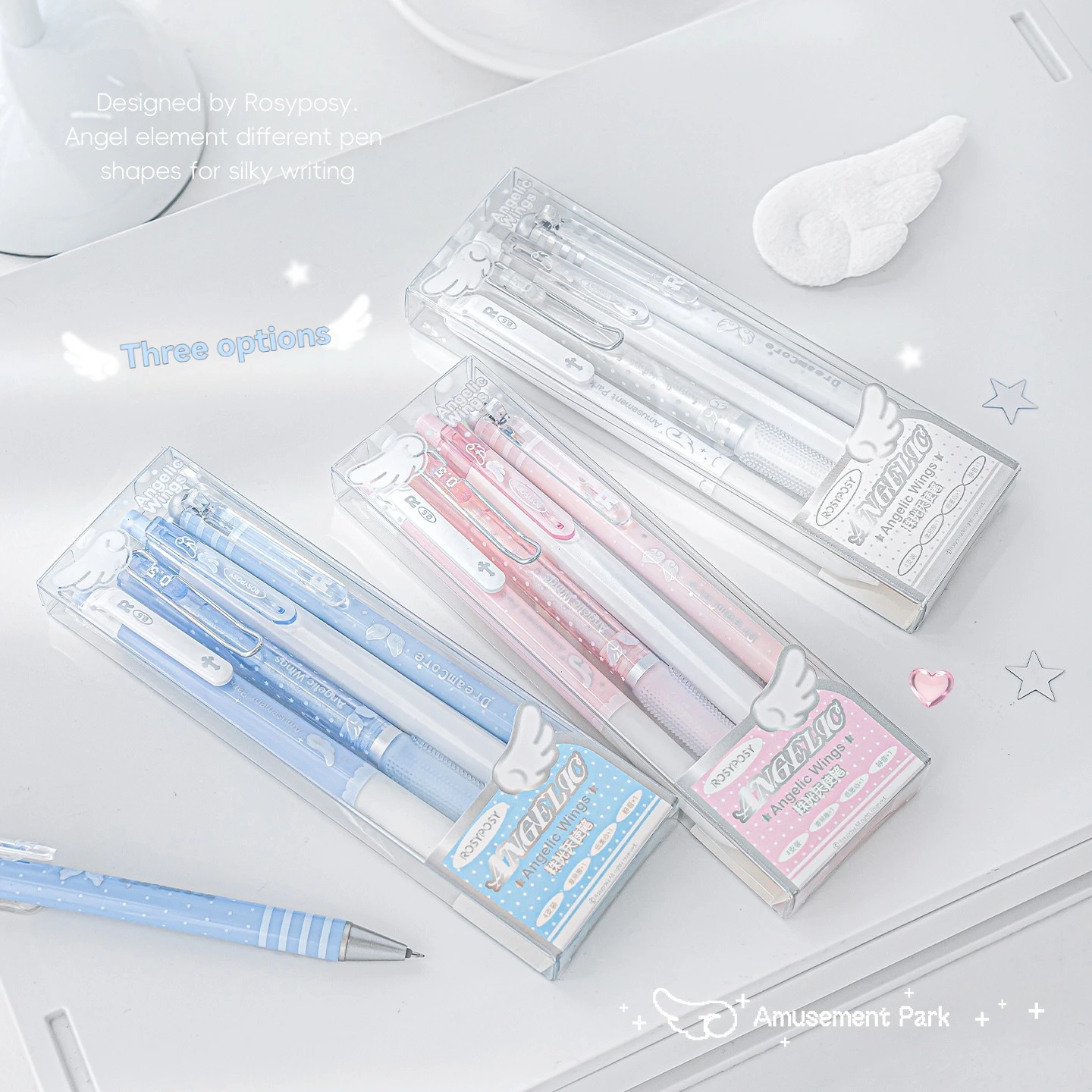 

4PC Neutral Pen Series Pearl Angel Pen Cute Angel 4-piece Set Brush Test Pen Student Neutral Pen Student Specific Neutral Pen