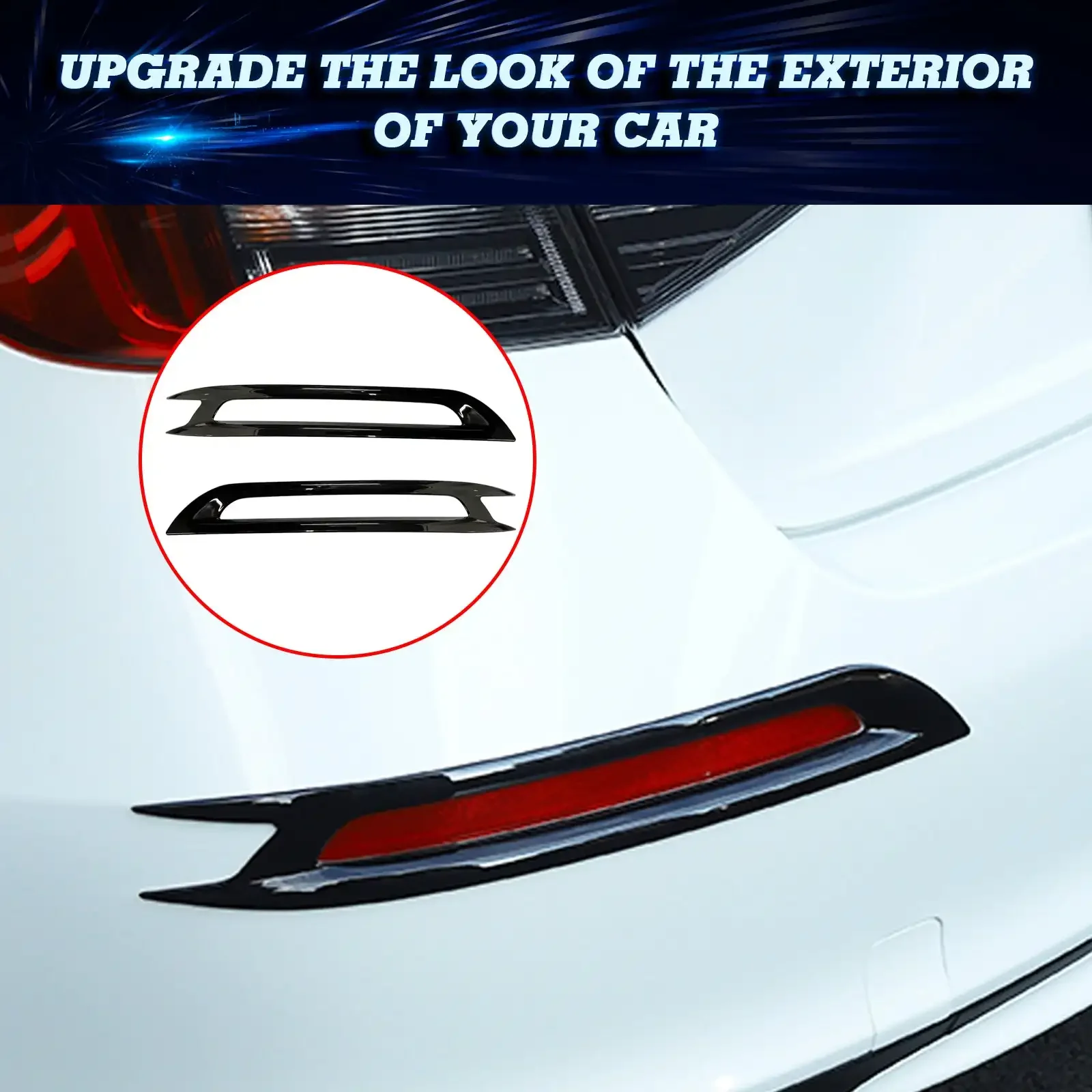 2pcs Glossy Black Rear Bumper Reflector Fog Light Lamp Bezel Overlay Cover Molding Trim For Honda Civic 11th Gen 2022 2023+