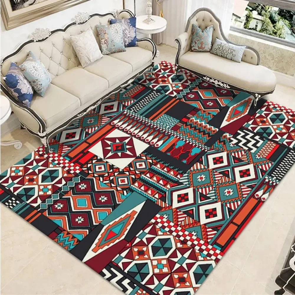 

VIKAMA BOHO Vintage Ethnic Style Carpet Soft Non Slip Durable Rug For Living Room Sofa Bedroom Entryway Hallway Home Decor Rug