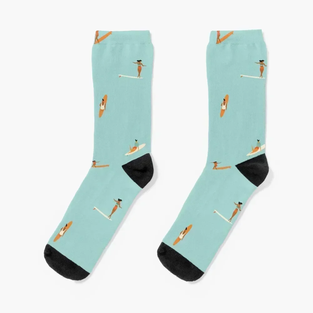 

Surf goddess Socks colored cartoon floral Run Men Socks Women's