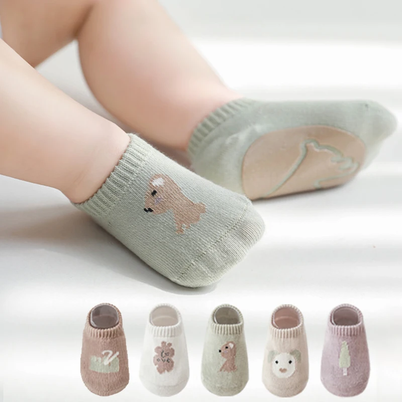 Children's Socks Spring Summer Newborn Baby Boys Cartoon Rubber Anti-slip Floor Socks Cotton Infant Socks for Girls Accessories