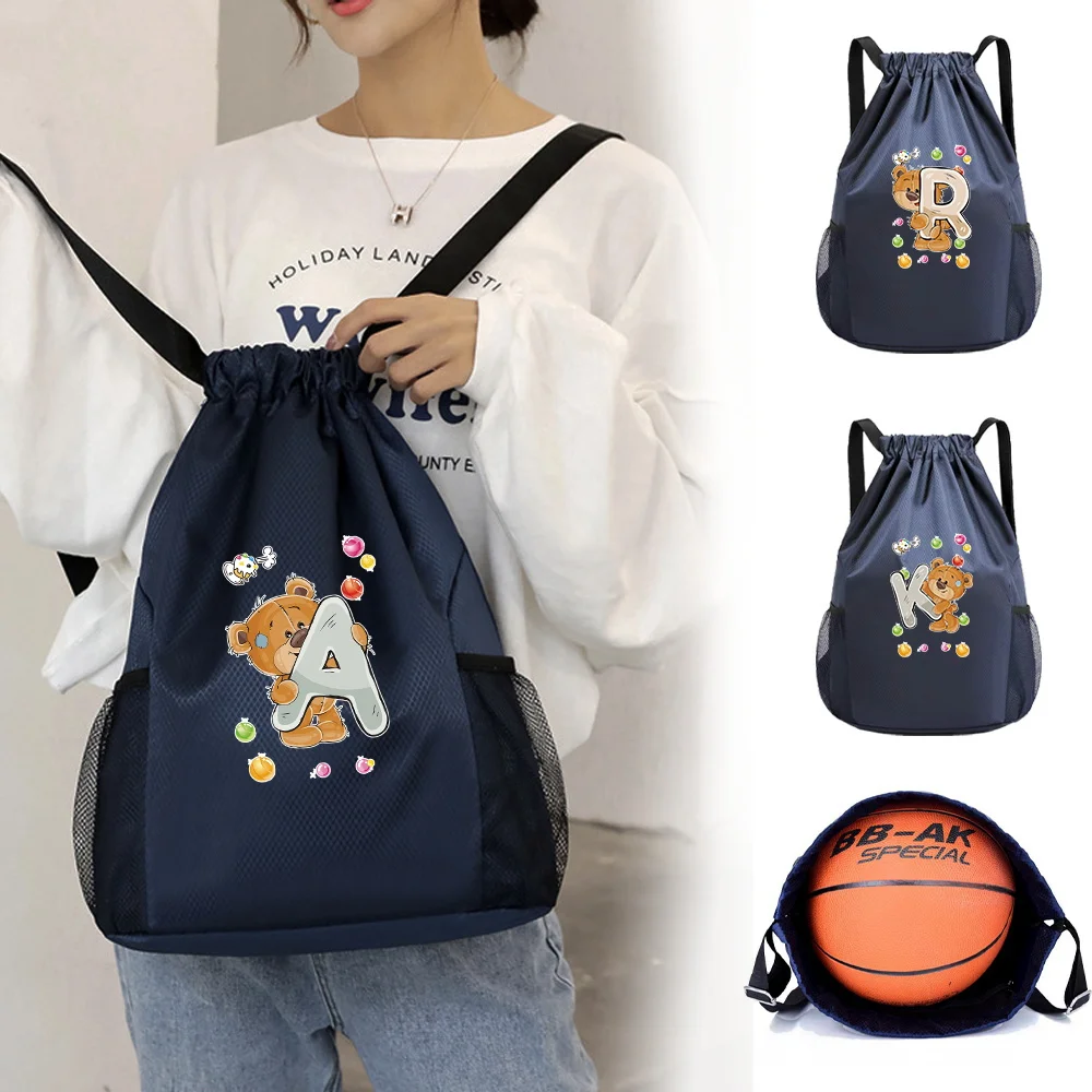 

Printed Alphabet Series Waterproof Drawstring Double Shoulder Sports Fitness Bag