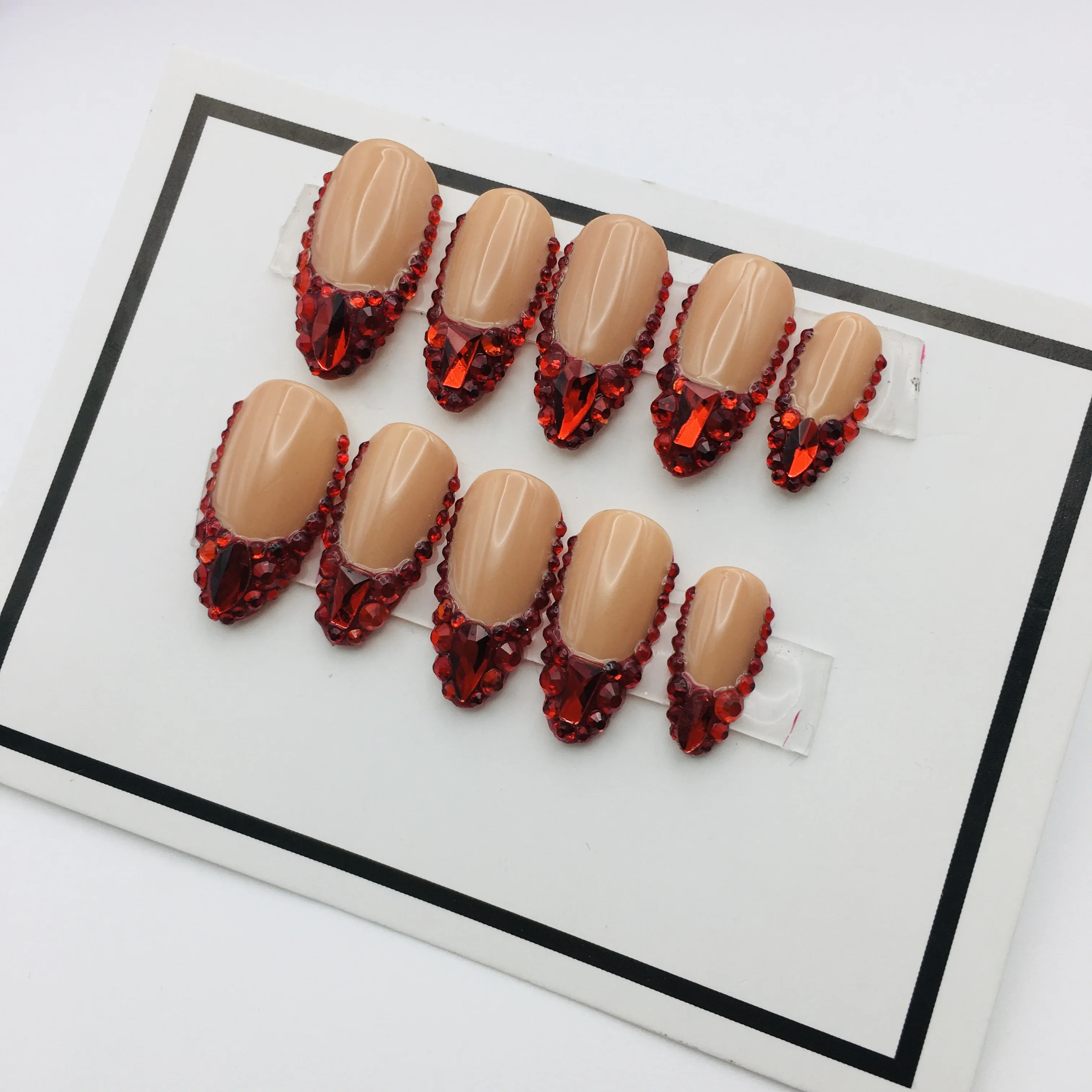 Custom Artificial Fake Nails Supplier Acrylic Pressed On Nails 10pcs Handmade Short Acrylic Manicure Tips