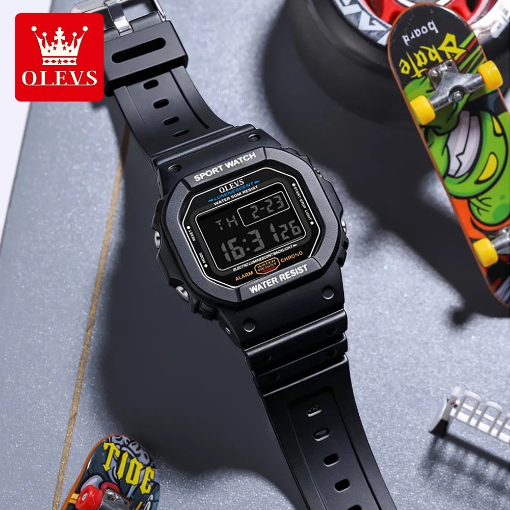OLEVS 1127 Classic Men Watch Electronic Movement LED Glow Steet Style Calendar Window 30m Waterproof Week Day Display Watch