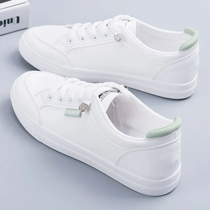 Women\'s sports shoes vulcanized Spring and autumn breathable flat solid color mesh shoes young women casual white shoes