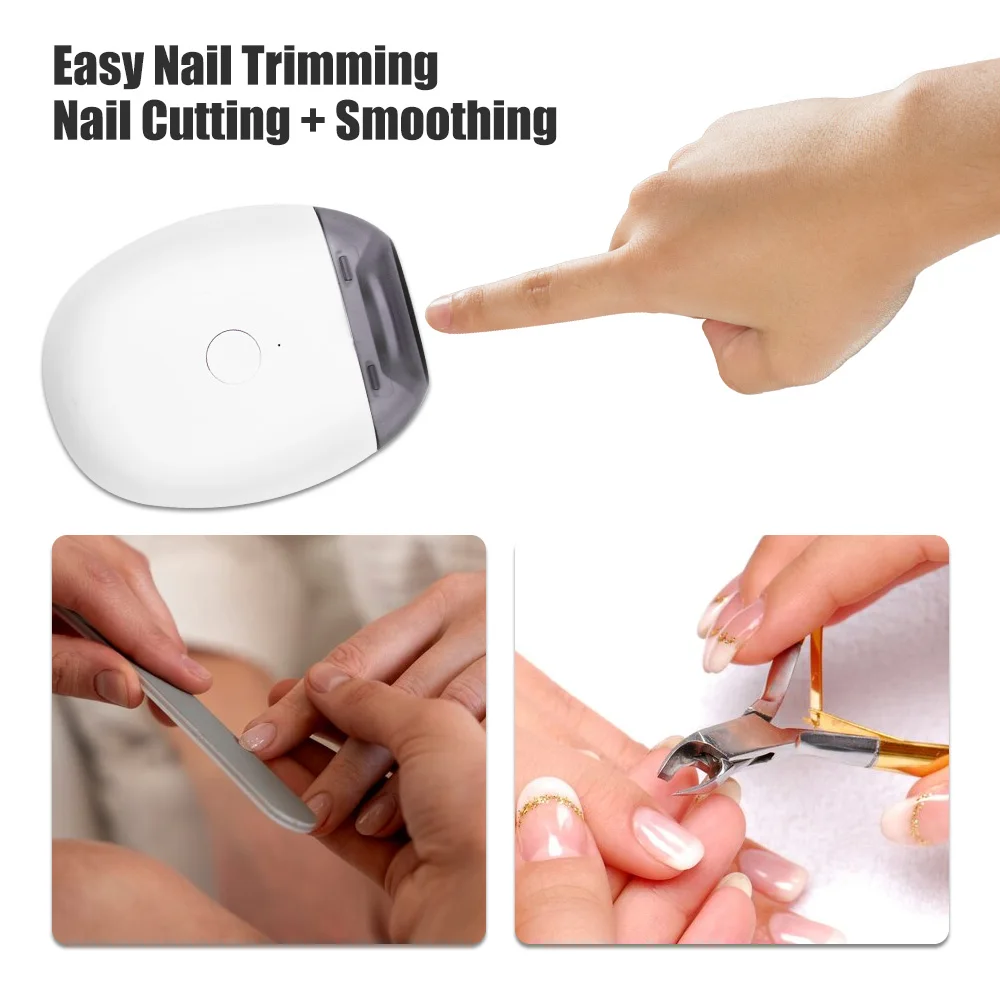 2 في 1 الكهربائية مسمار المقص القاطع مع مصباح ليد التلقائي طاحونة الأظافر المتقلب للطفل الكبار أدوات مانيكير صغيرة العناية بالأظافر #2