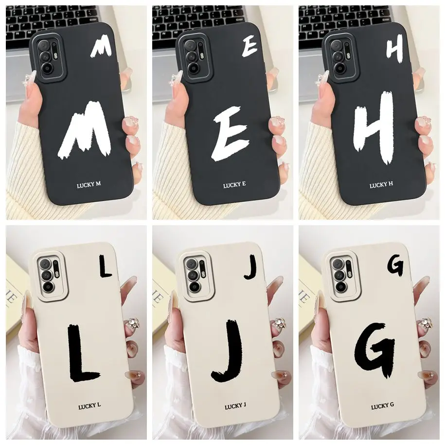 

Для OPPO F19 Pro Plus 5G Чехол Cute Lucky Initial Letters Противоударный силиконовый мягкий чехол из ТПУ для OPPO Reno 5Z A94 5G CPH2211 Capa