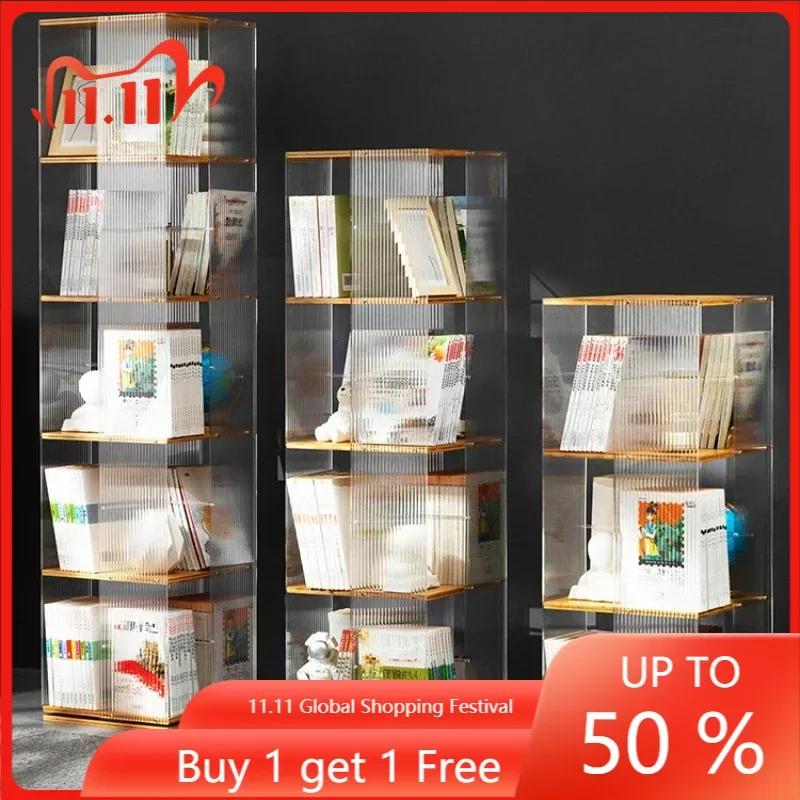 Rotating Bookshelf Book Cabinet Storage Shelf Floor Home Library Living Room Multi-layer etagere rangement Furniture