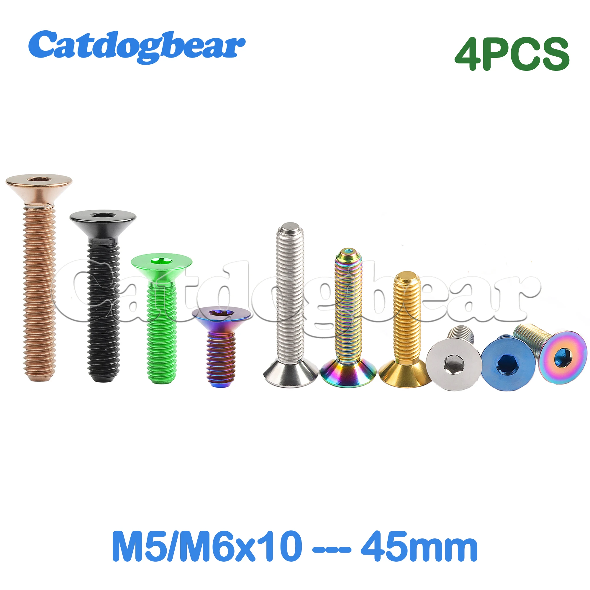 

Catdogbear 4PCS Titanium Bolts M5M6X10 15 20 25 30 35 40 45mm Countersunk Hexagon Socket Head Screw for Bike