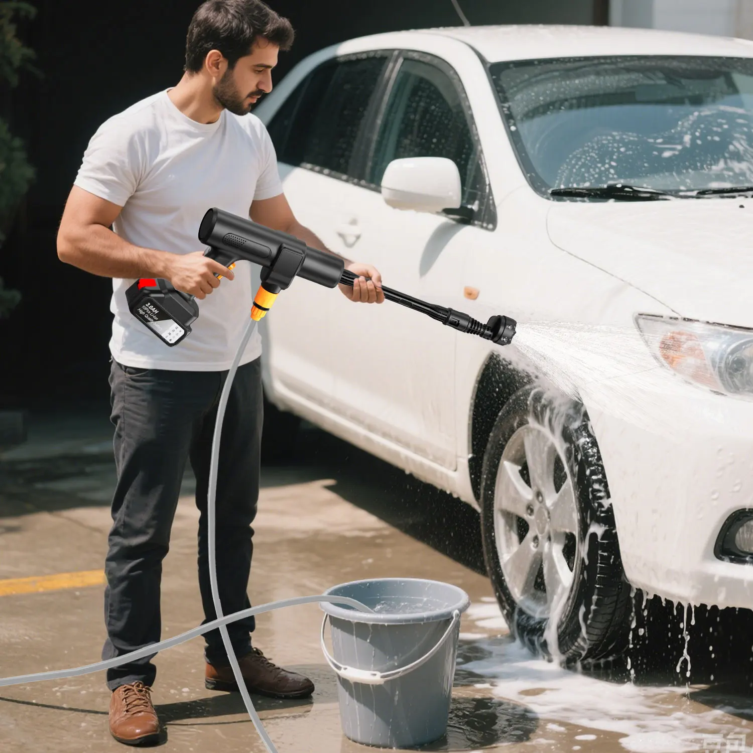 300 واط 35Bar فرش الكهربائية ارتفاع ضغط غسيل السيارات مدفع المياه سيارة لاسلكية غسالة تنوعا حديقة الري أداة #4