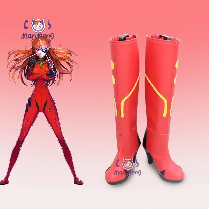 Zapatos EVA Cosplay Asuka Langley Soryu, botas de tacón alto rojas para fiesta de Navidad, tallas personalizadas para hombres y mujeres 34-46