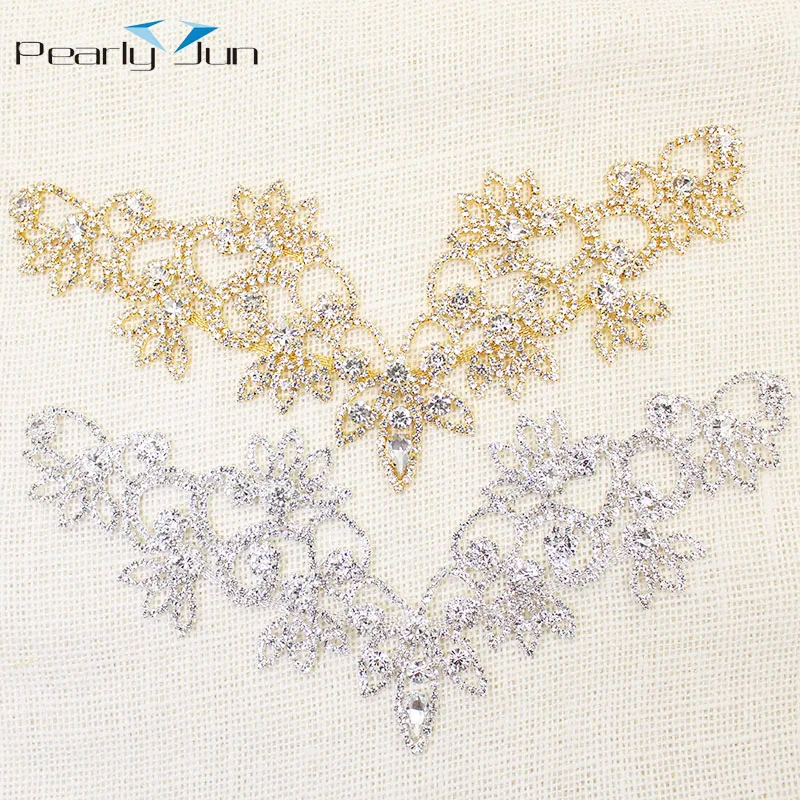 1 Pcs 20cm*14cm Collar Crystal AB Color Neckline Patch DIY Decoration Sew on Wedding Dress Accessories Rhinestone Applique YL012