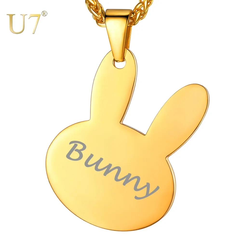 

U7 Animals Shaped Engraving Name Necklace for Women Men Minimalist Jewelry Customized Pendant Best Gift For Pet Lovers QC24