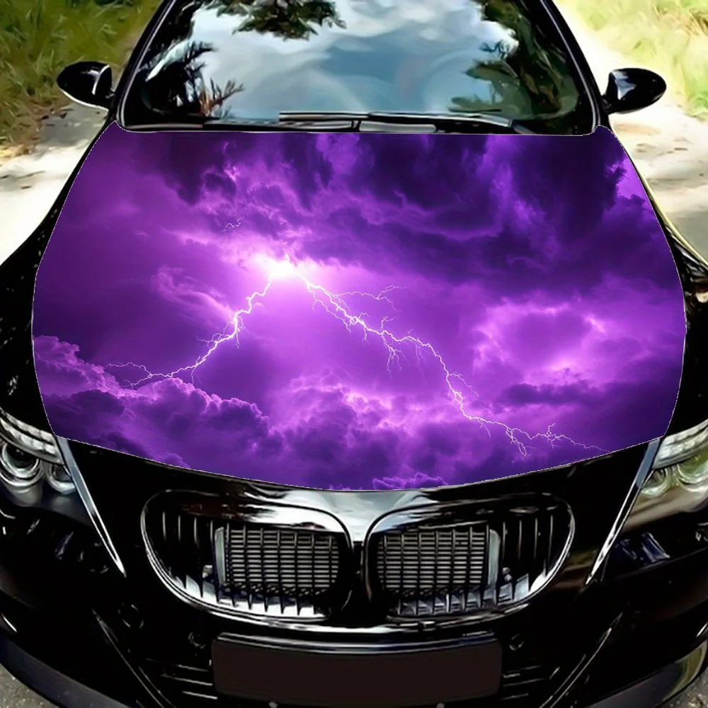 

Молния, облака, фиолетовое небо, обертка на капот автомобиля, цветная виниловая наклейка, графический капот грузовика, автоаксессуары, украшение, наклейка, подарок
