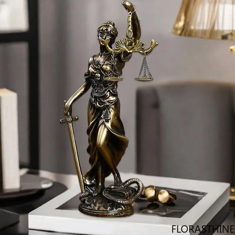 Lady Goddess of Justice Statue Greek Mythology Ornaments Angel Fair Sculpture Tianping Gods Vintage Home Decoration