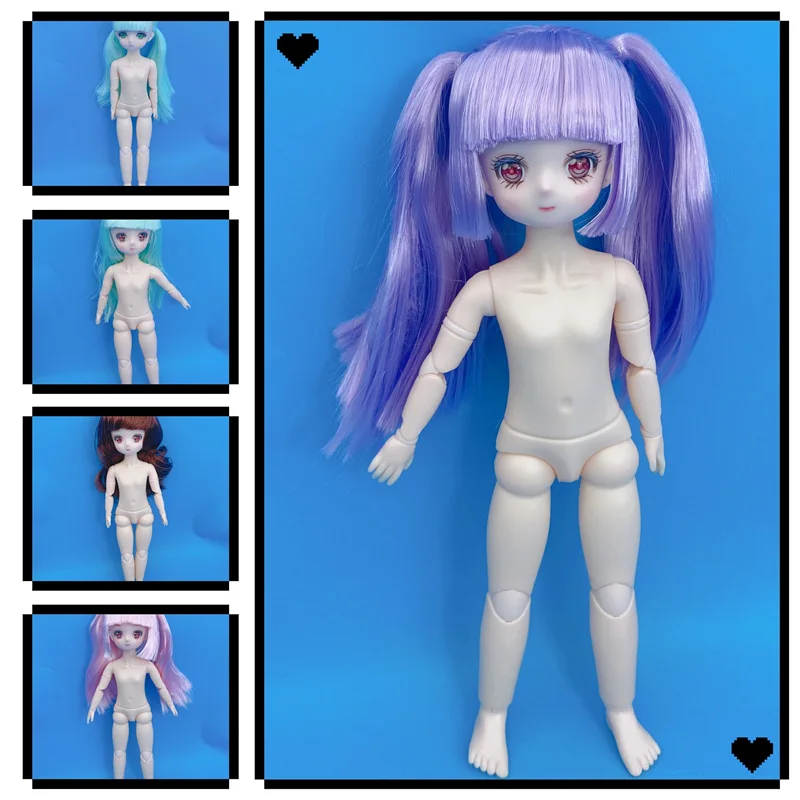 Makeup Head with 14mm Eyes for 1/6 Bjd Accessories 28cm Anime Doll\'s Head Girls Dress Up Toys