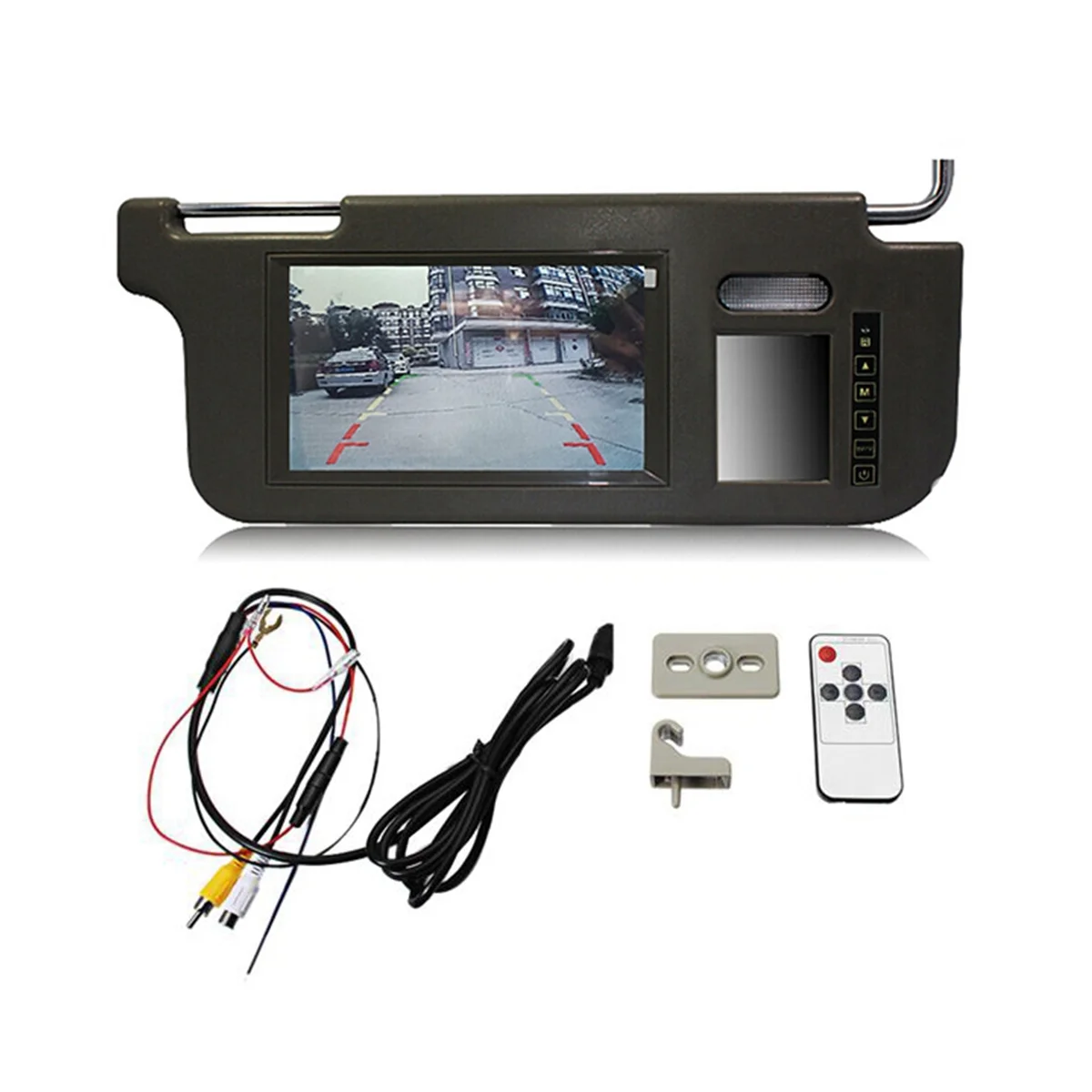 7Inch Black Car Right Sun Visor Rear View Mirror Screen LCD Monitor 2 Channel