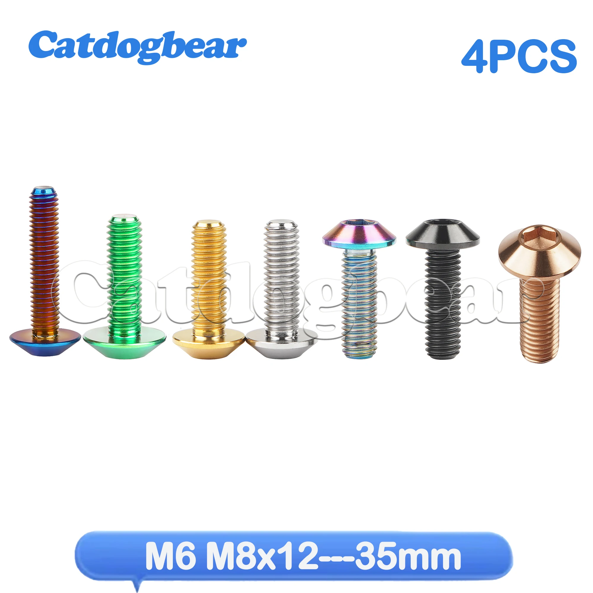 

Catdogbear 4pcs Titanium Bolt M6x12 15 20mmM8X25MM Button Allen Hex Head Screws for Motor Bike Disc