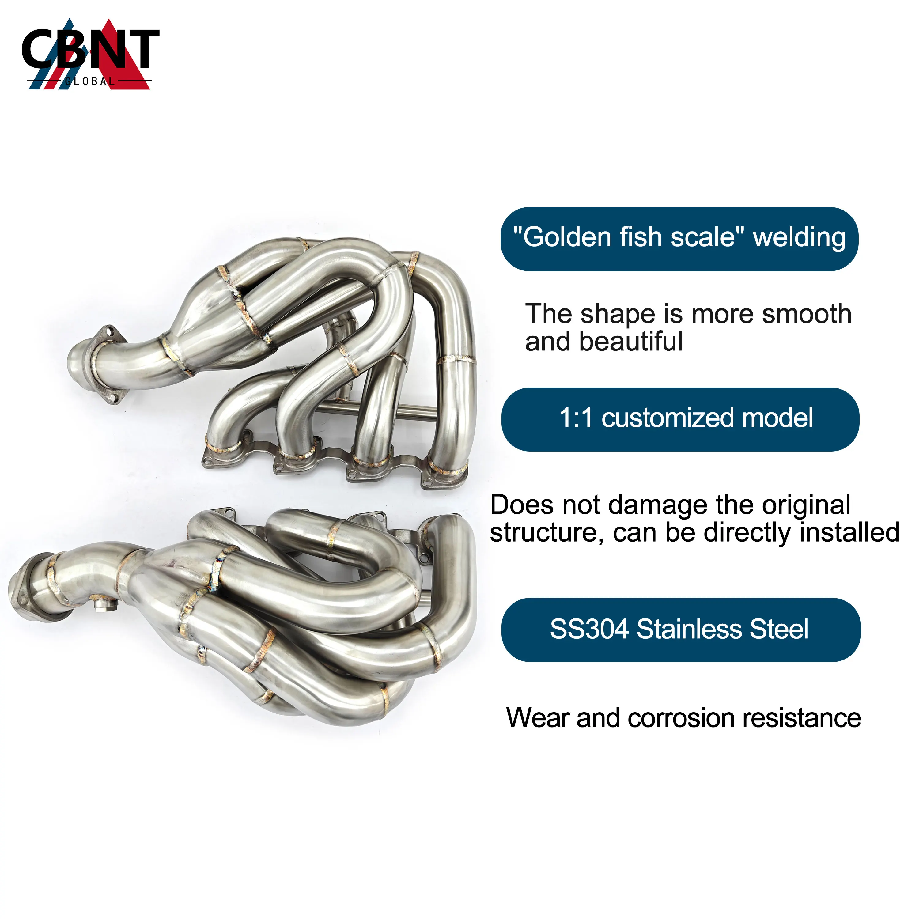 CBNT High Performance Free Flow Exhaust Manifold for Ferrari 360 F360 3.6L Stainless Steel Manifold Headers Exhaust Pipe