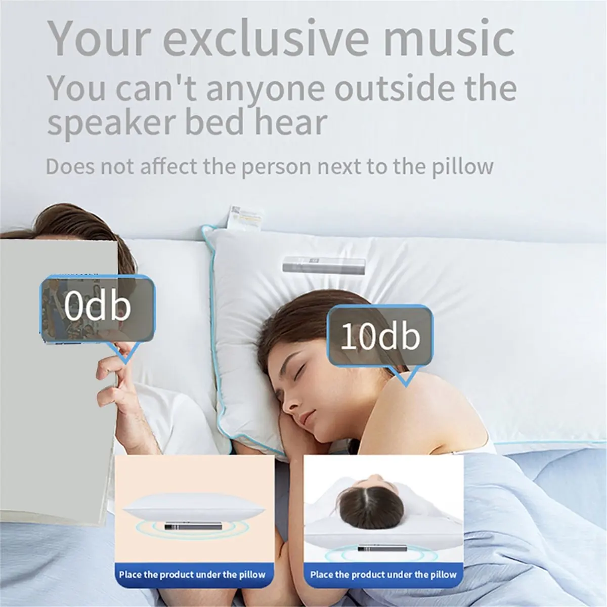 Hot Sale Sleep Aid Bluetooth Speaker Bone Conduction Under Pillow Dual Speaker Sound Box Music Player LED Display Sleep Timer,B