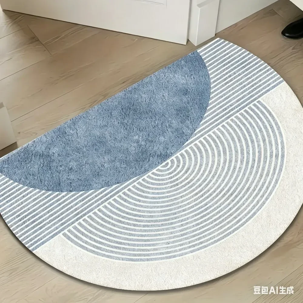 Boho Geometric Semi Circle Doormat Non Slip Beige Half Moon Entrance Rug Modern Minimalist Welcome Mat For Home Decor