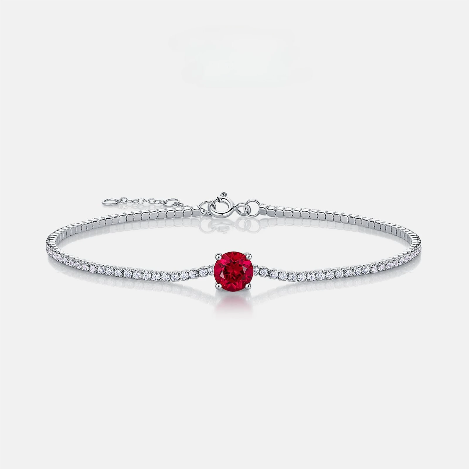 

100% 925 Sterling Silver Tennis Bracelet Adjustable 5MM 0.5ct Moissanite Emerald Cubic Zirconia Charm Bracelet for Women Gift