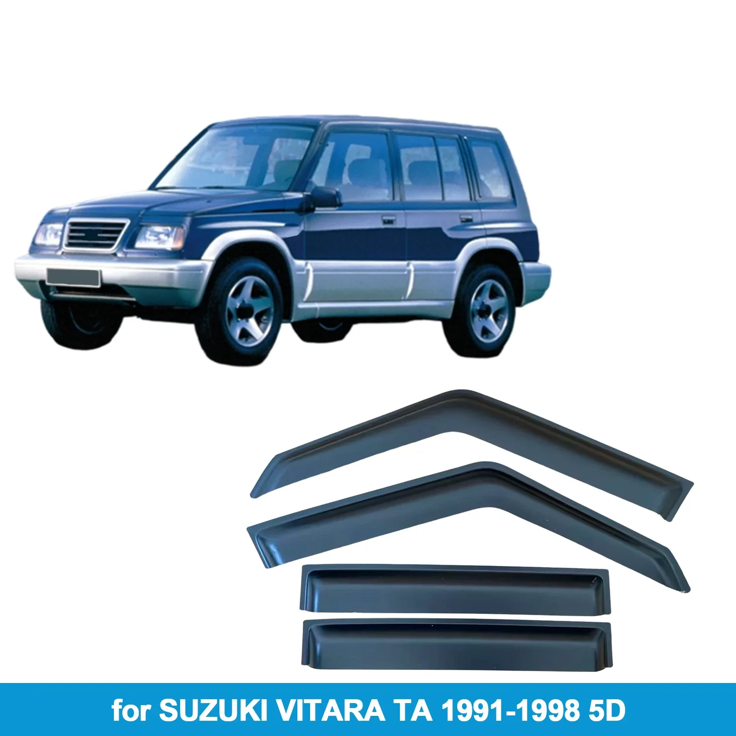 

Window Visor for SUZUKI VITARA TA 1991-1998 5D Rain Guard Side Vent Deflector Weathershield Outside-Mount Tape On
