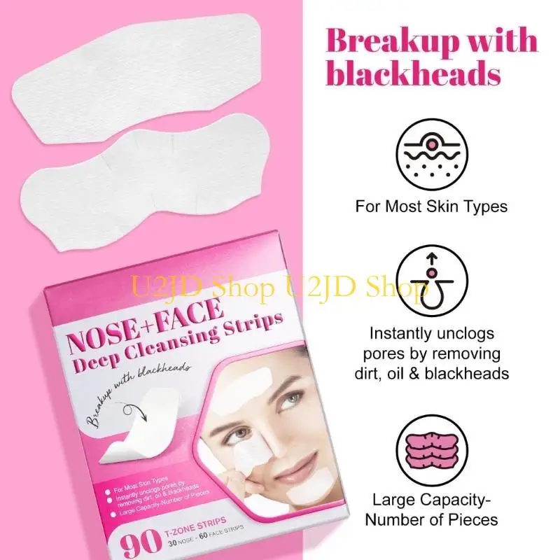 U2jd unisex Blackhead Verwijder masker Peel Nasale strips Diep reiniging Krimp poriën Neus Zwarte kop Verwijder Sticker Skin