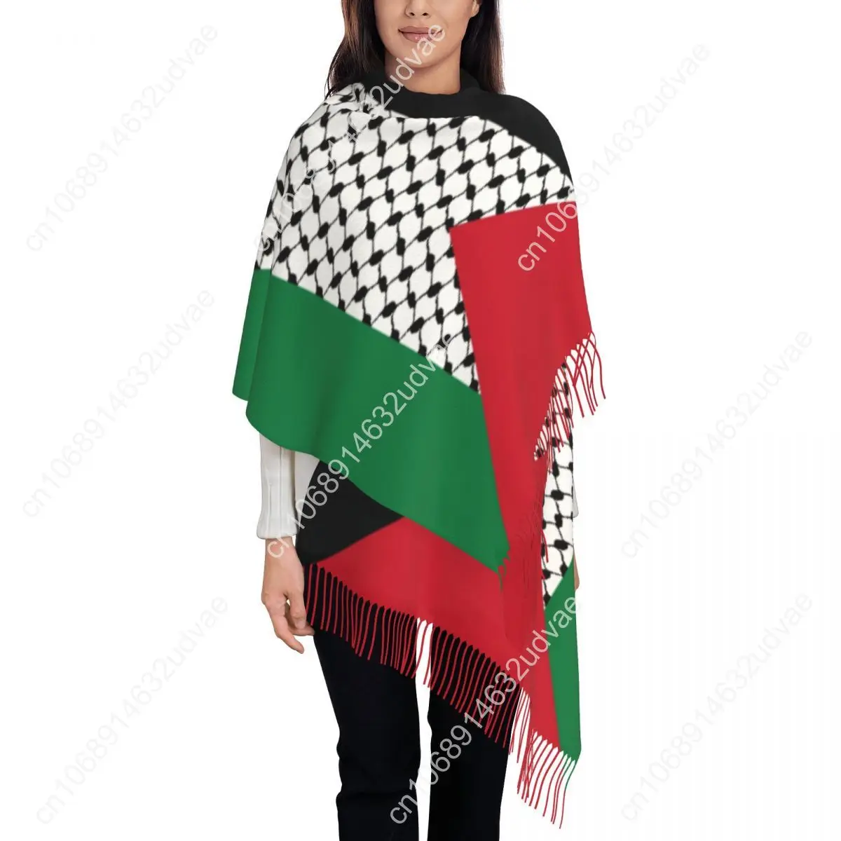 

Custom Print Palestines Flag Scarf Women Men Winter Fall Warm Scarves Palestinians Hatta Kufiya Keffiyeh Pattern Shawl Wrap