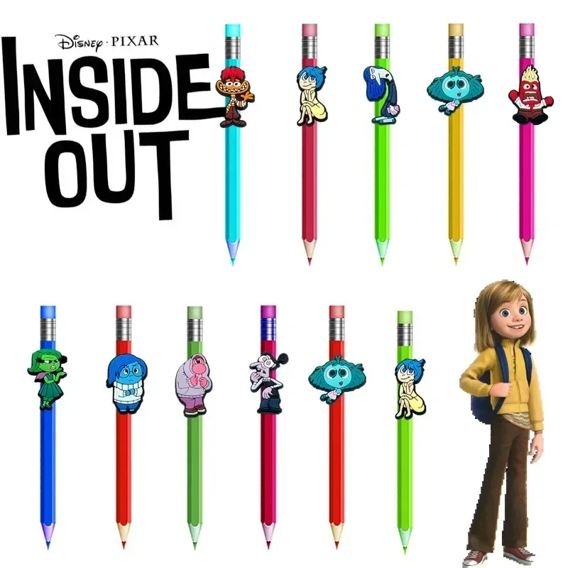 

Disney Inside Out 2 Cartoon Pattern Color Pencil Clip Accessory PVC Soft Plastic Cute Pen Clip Buckle Decoration with No Pencil