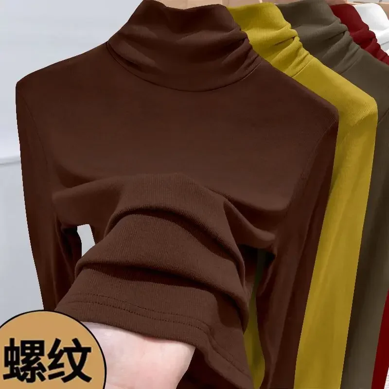 

Fashion Turtleneck Bottoming Sweater Threaded Sweater Knitted Sweater Korean Version Foreign Style New Women Show Thin Trend