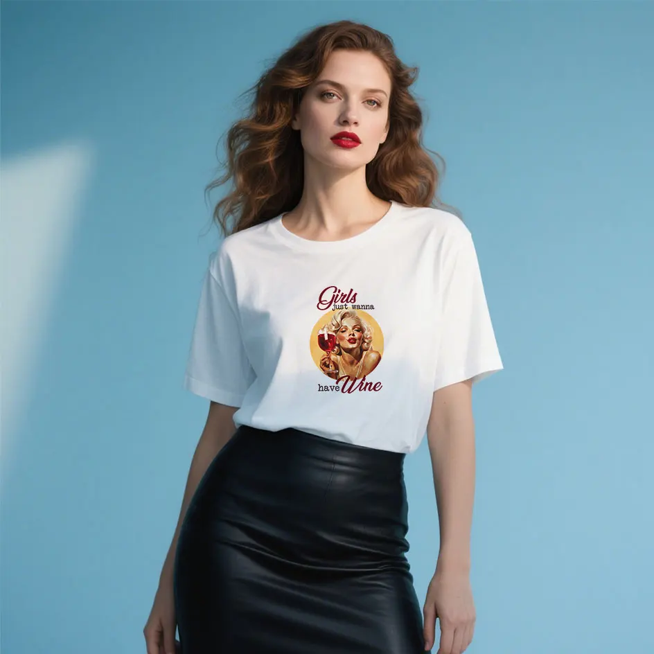 Vintage Wine Lady Heat Transfer Iron On Patches for T-Shirts, Tote Bags DIY Decor Vivid Color Transfer Firm and Fadeless