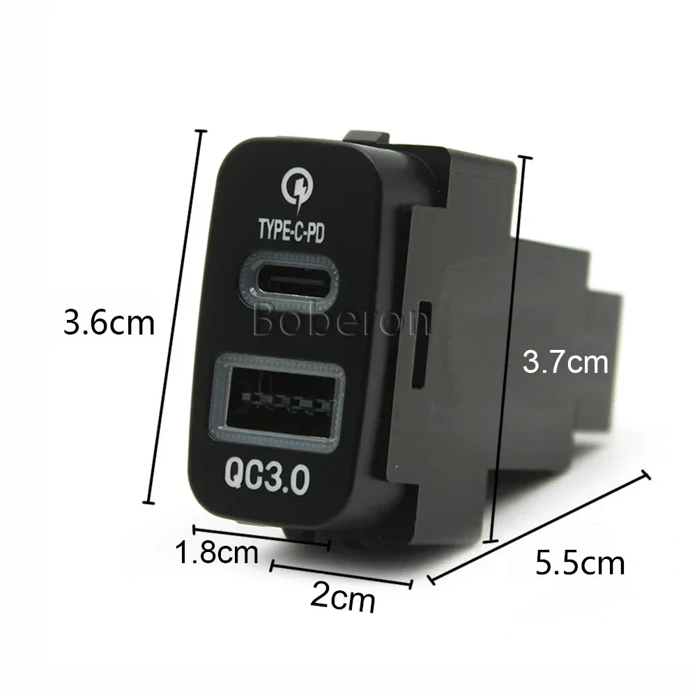 Red Car Quick Charger Dual Charger QC3.0 USB Type-C Socket Adapter For Mitsubishi Pajero LANCER EX Outlander 2006-2012