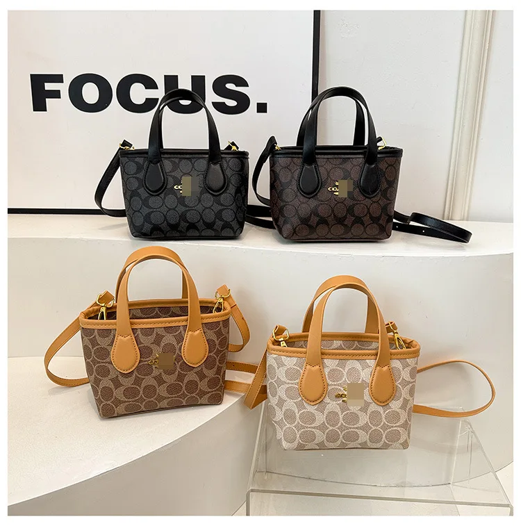 

2025 Spring Summer Vintage Square Bag for Women Printed Crossbody Bucket Purse Fashion Shoulder Handheld Tote