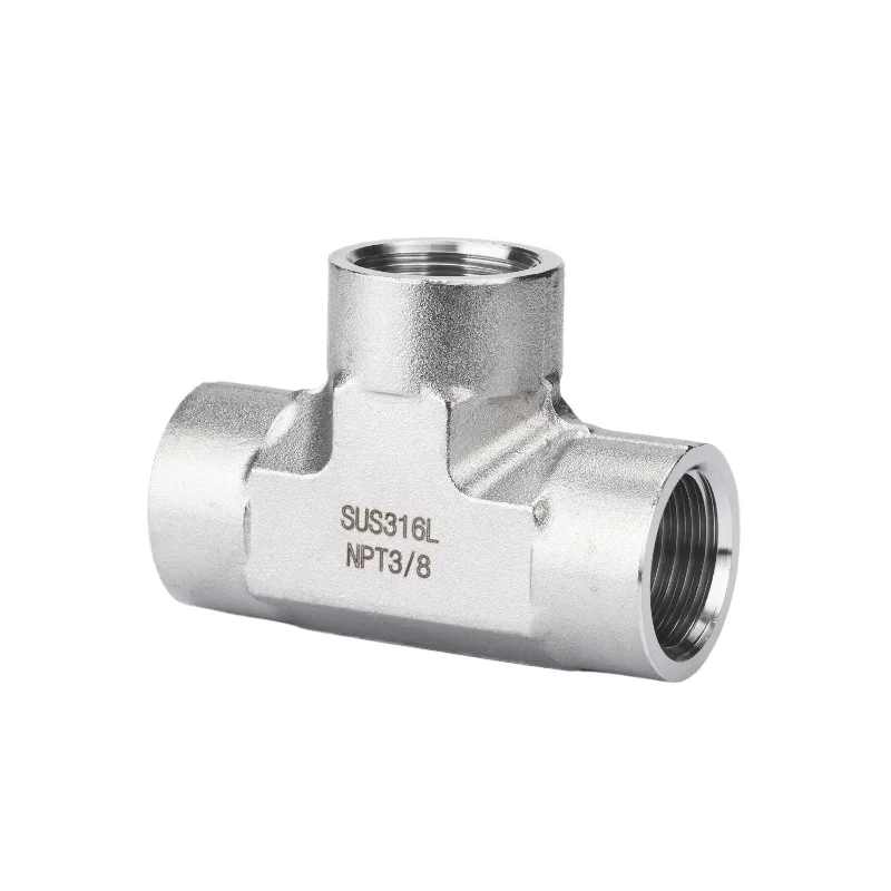 316L stainless steel thickened internal thread tee NPT American standard inner wire inner tooth T-shaped tee joint