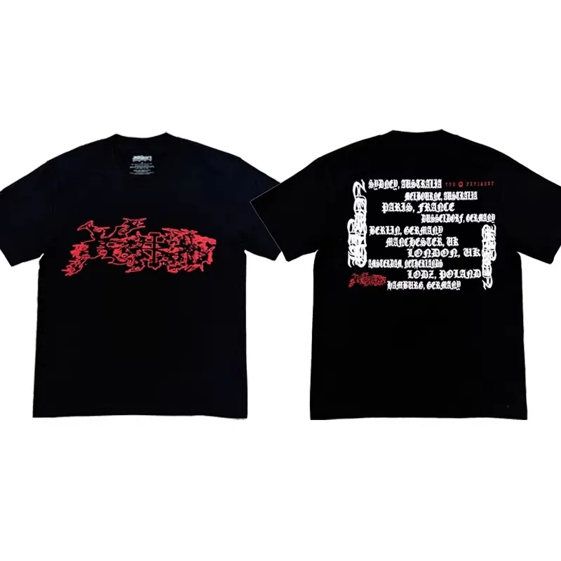 New Men trap Kan Car$on Tour Colorful print T Shirts T-Shirt Hip Hop Skateboard Street Cotton T-Shirts Tee Top US size F39