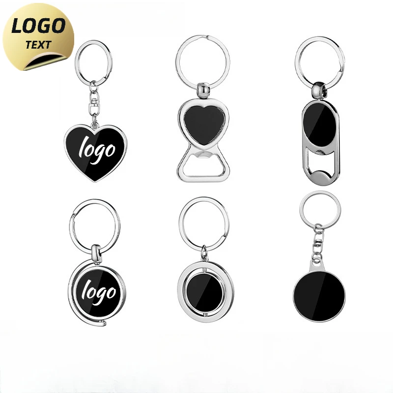 

Custom Double-sided Keychain LOGO Opener Metal Keychain Round Heart Personalize Ring Keyring Laser Engrave Keyring Name Gift