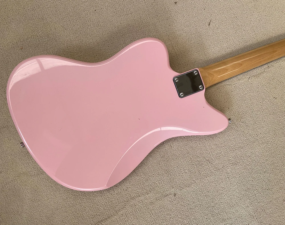 6 Strings Pink Electric Guitar with Rosewood Fretboard White Pickguard Customizable