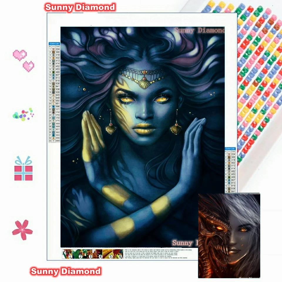 5D Diamond Painting Full Drill Special Beauty Black Night Goddness Girl Body Cross Stitch Kit Embroidery Mosaic Art Home Decor