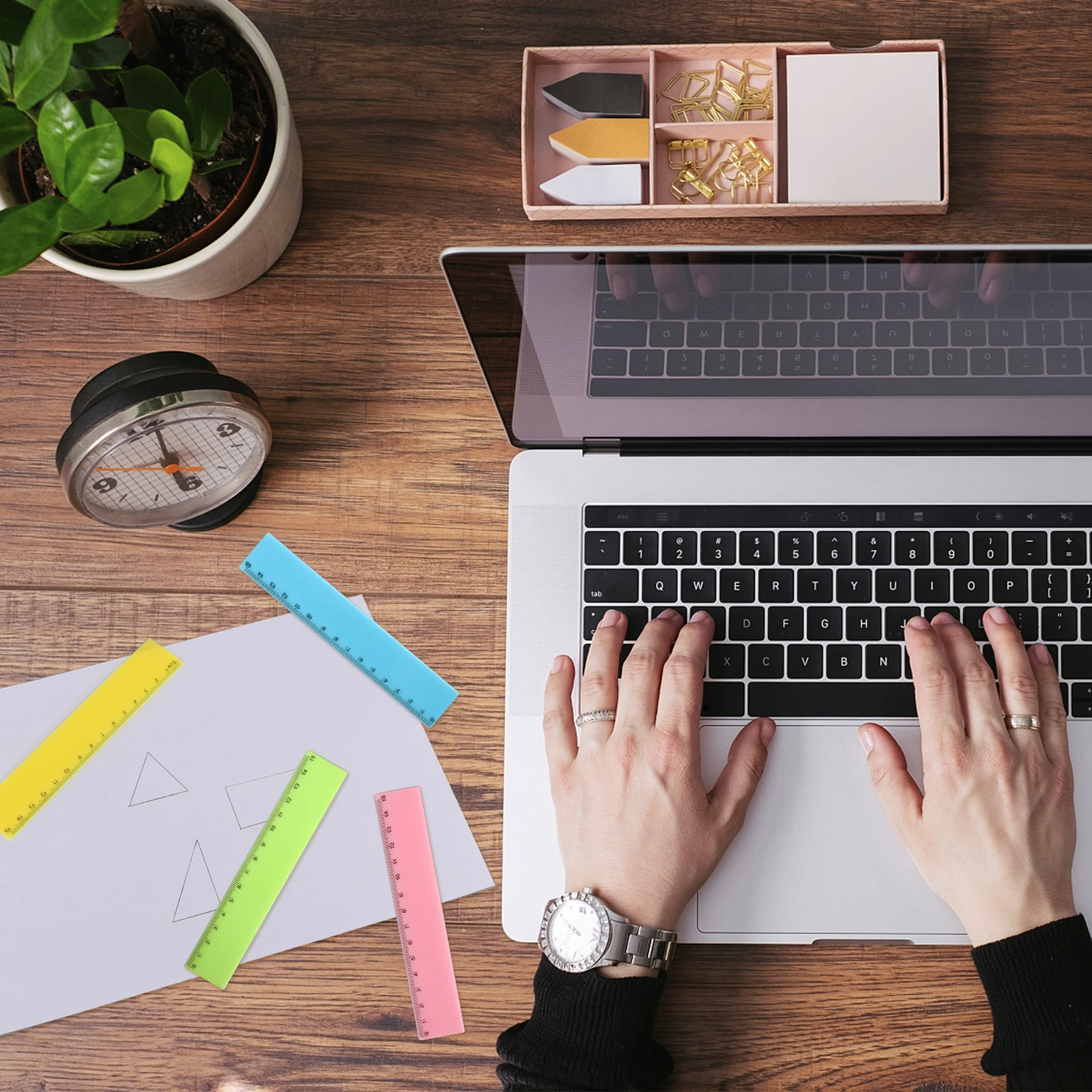 24 Pcs Plastic Rulers,6 Inch Clear Straight Ruler Colored Safety Ruler 0-15cm Kids School Rulers