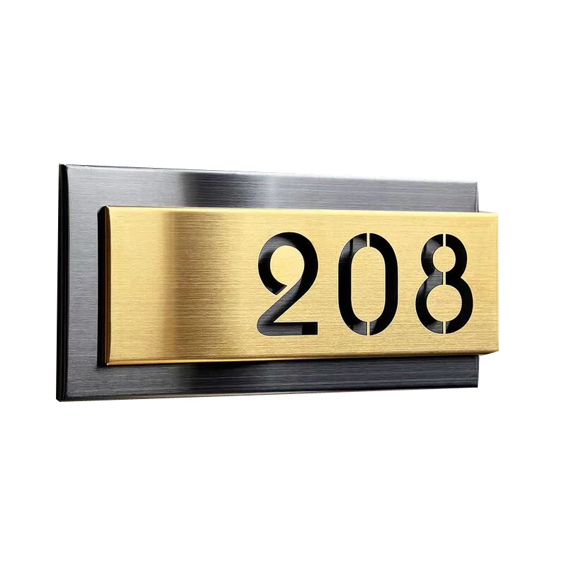 علامات عناوين مخصصة، علامات عناوين من الفولاذ المقاوم للصدأ، لوحات أرقام الباب، لوحات أرقام العنوان #4