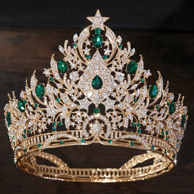 Rhinestone Crystal Large Diadem Miss Pageant Crown 13 cm Height Tiaras for Queen Prom Hair Jewelry Accessories view 4